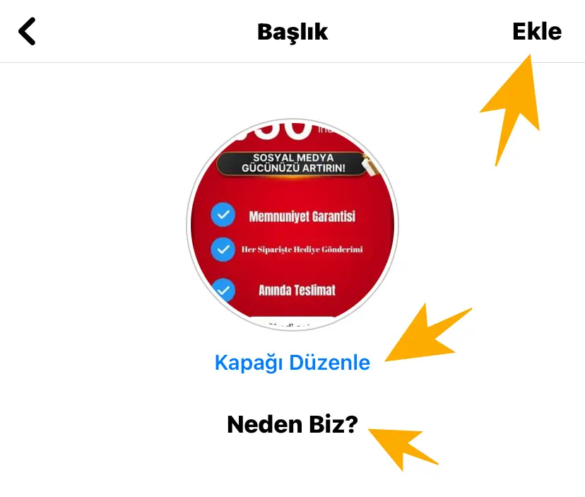 Instagram öne çıkanlar ekle