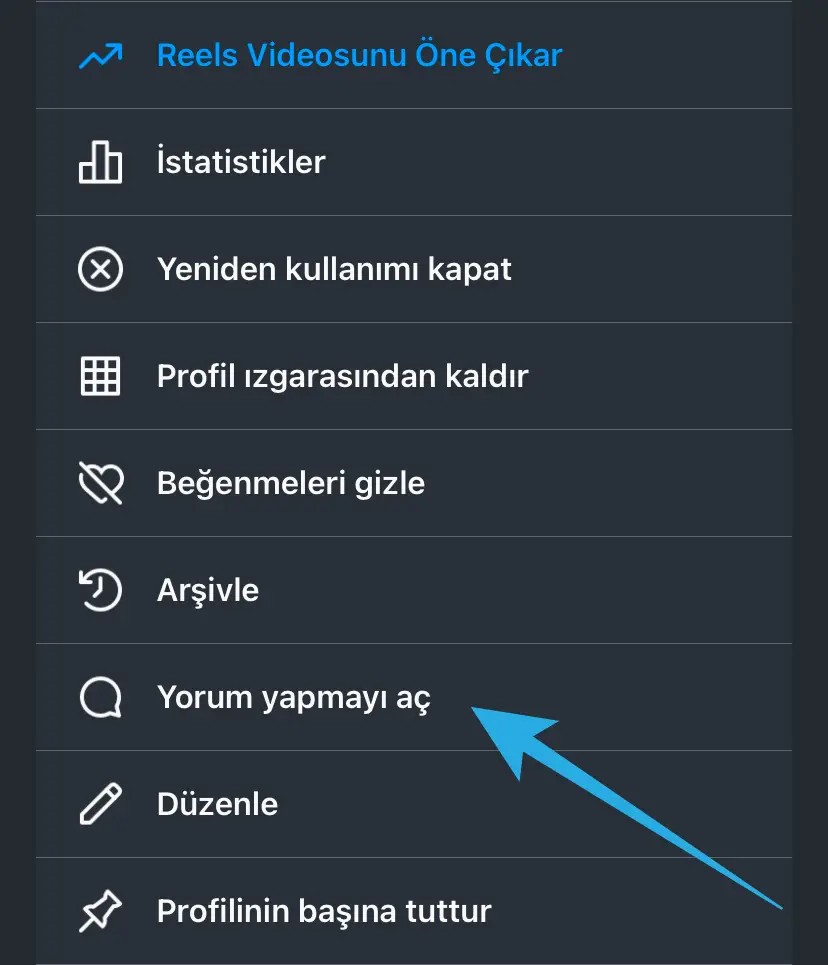 Instagram yorum yapmayı aç